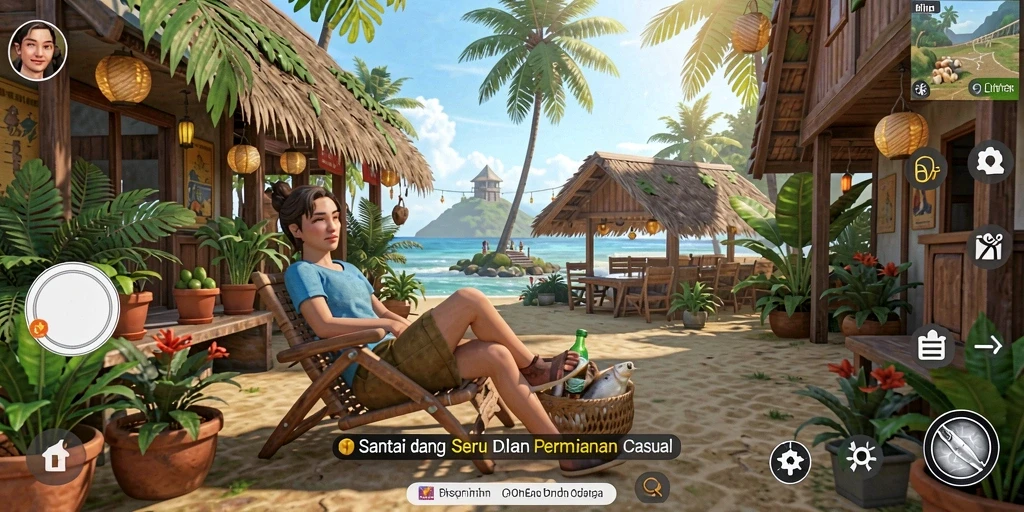 Screenshot gameplay D06 yang penuh warna dan ceria.