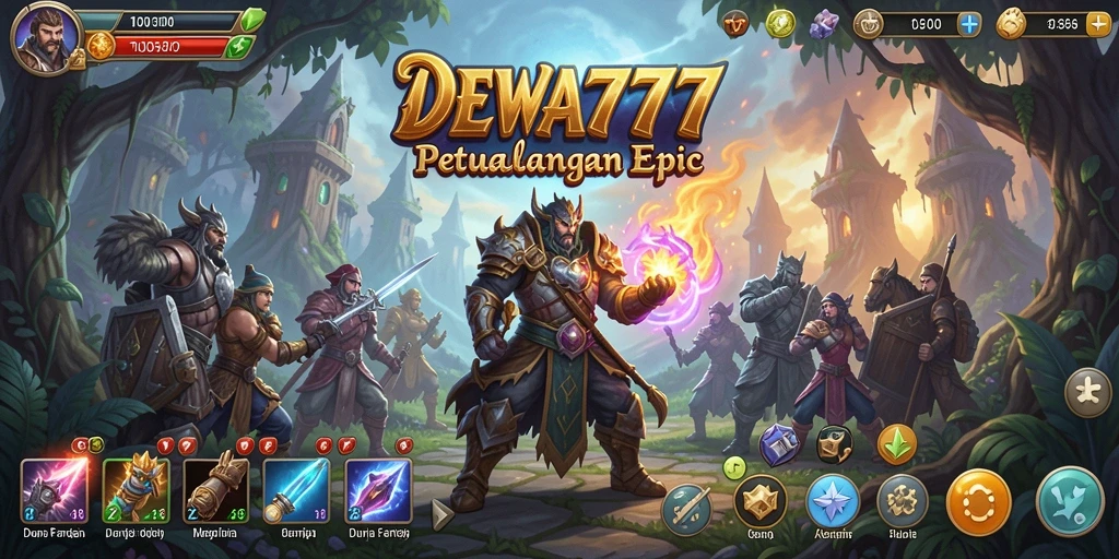 Menampilkan pertarungan epik dan petualangan dalam gameplay RPG DEWA777.