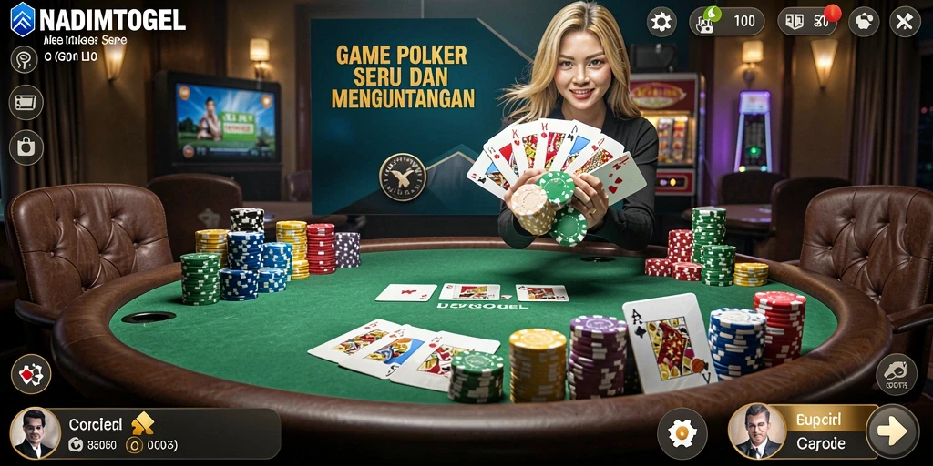 Screenshot gameplay NADIMTOGEL dengan pemain sedang bertanding Poker.