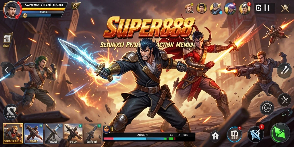 Tangkapan layar menampilkan aksi mendebarkan dalam gameplay SUPER88.